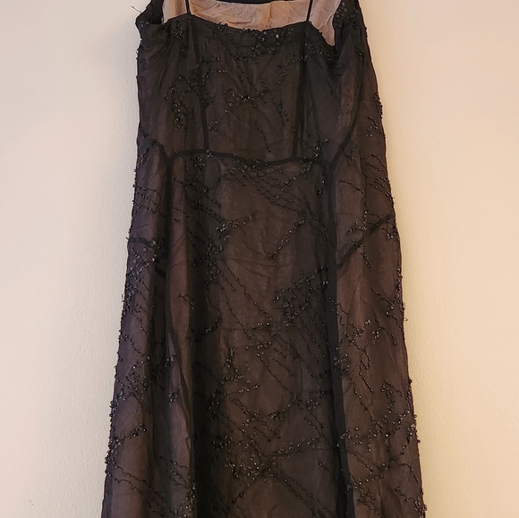 Narciso Rodriguez 100% Silk Beaded Black Slip Dress Midi Length Size 0 - Picture 4 of 7